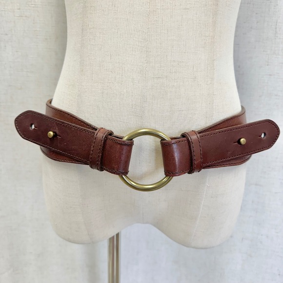 Ralph Lauren Accessories - Ralph Lauren Brown Leather O Ring Belt Genuine Leather Size Medium